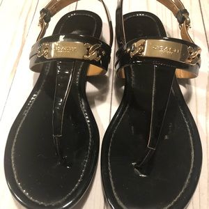 Black Patent Coach Sandals